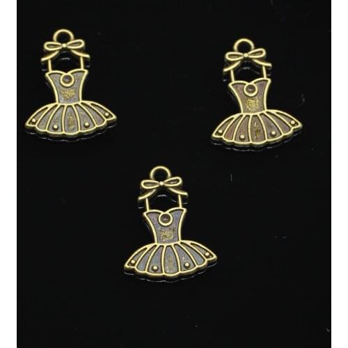 20pcs Antique Bronze ballet tutu dress ballerina skirt Charms for DIY Bracelets Jewelry Findings 20*16mm