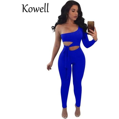 2018 Fashionable One Shoulder Sleeve Sexy Party rompers womens jumpsuit Female Solid Skinny Night Club Jumpsuits Overalls