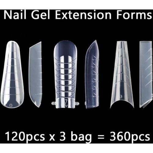 360pcs Nail Extension Upper Form For UV Gel Quick Building Mold Tips 5Pcs Clips Nail System Full Cover Tips