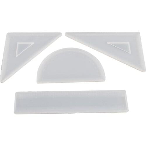 4 Shapes Silicone Resin Ruler Molds Kit Handmade Straignt Ruler Square Rulers Triangular Ruler Protractor Mold Art Craft