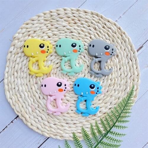 5/10PCS Silicone Dinosaur Baby Teethers Dragon Food Grade Newborn Accessories Products Pacifier Chain BPA Free Shower Gift