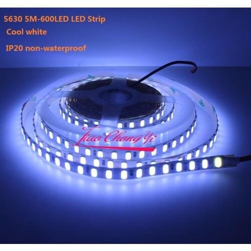 5M 600LED 120LED/M 5630 LED Flexible Strip DC12V Cool white Super Bright IP20