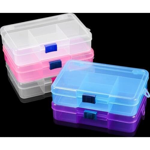 5 Grids Rectangle Plastic Storage Box Case Display Beads Earring Case For DIY Jewelry Craft Earrings Beads Storage Boxs Supplies