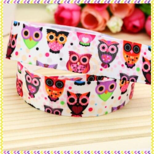 7/8'' Free shipping owl printed grosgrain ribbon hairbow headwear party decoration diy wholesale OEM 22mm P4230
