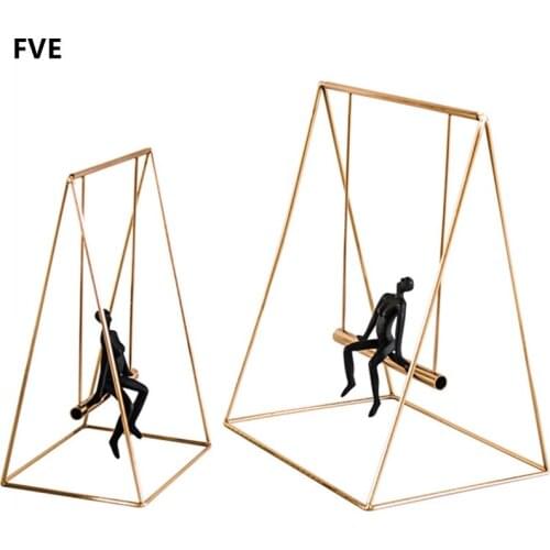Abstract Resin Meditation Handmade Metal Life Thinking Statue Swing Model Decor Home Art and Craft Ornament Furnishing