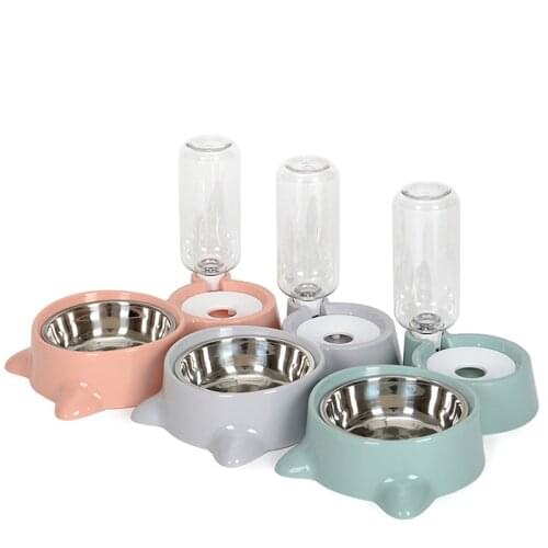 Automatic Pet Cat dog Feeder Bowls Water Dispenser Kitten Drinking Bowl Dogs Feeder Food Dish Stainless Steel Pet Bowl Goods