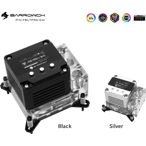 Barrowch CPU Block Pump Reservoir Three In One, 17W PWM Intelligent Pump, OLED Digital Display, FBLTPRK-04/LTPRK-04
