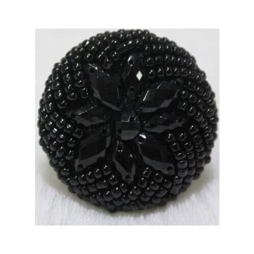 Free Shipping 37mm Black Buttons and Coffee Beads Decoration Button Shank Buttons for Woman Clothes