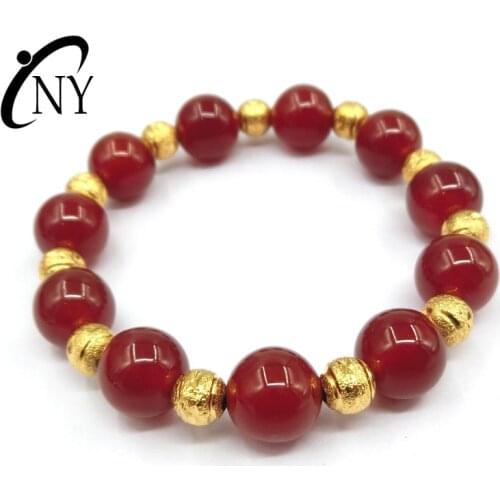 Natural Stone Agate Bracelet for Women Red Bead Lucky Bracelet 14K Gold Handmade String Bracelets Fine Jewelry Birthday Gift