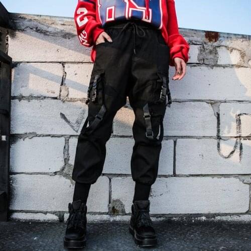 Women Casual Black High Waist Cargo Pants Punk Funny Pants Loose Streetwear Pencil Harajuku Pants Fashion Hip Hop Women Trousers