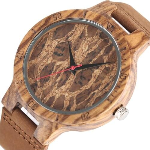 Quartz Bamboo Wrist Watch Men Trendy Casual Nature Handmade Wooden Bangle Watches Genuine Leather Band Strap Pin Buckle Males