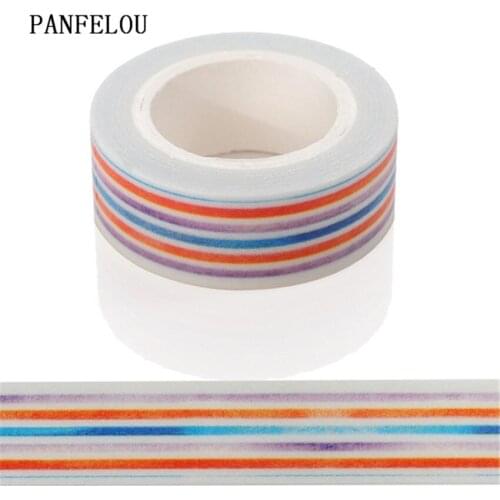 PANFELOU 1.5CMx10M Colored lines Dividing Stickers border masking adhesive paper washi tape DIY Scrapbooking Hand account