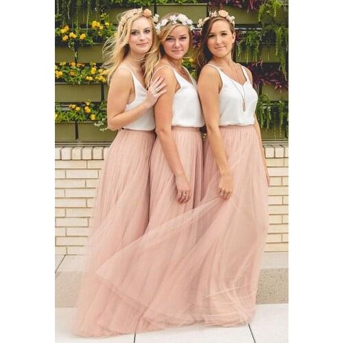 2021 Long Bridesmaid Dresses Promotion Maid of Honor Wedding Party Dress Tulle V-Neck Draped Bridesmaid Dress for women
