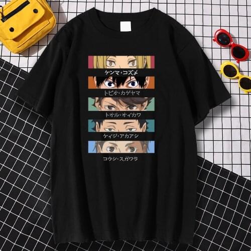 Anime Haikyuu Print T shirt Man Summer Short Sleeve Casual Top Tee 2021 Spring Japan Manga Loose Hip Hop Streetwear T-shirt Mens
