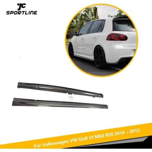 Carbon Fiber / FRP Car Side Skirts Body Lip Extension Aprons for VW Golf 6 R20 Only 2010 2011 2012 2013