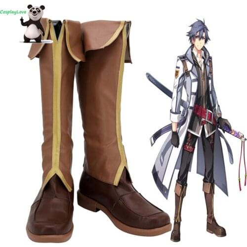 CosplayLove Legend of Heroes III Rean Schwarzer Brown Cosplay Black Long Boots PU Leather Custom Made For Boys Girls