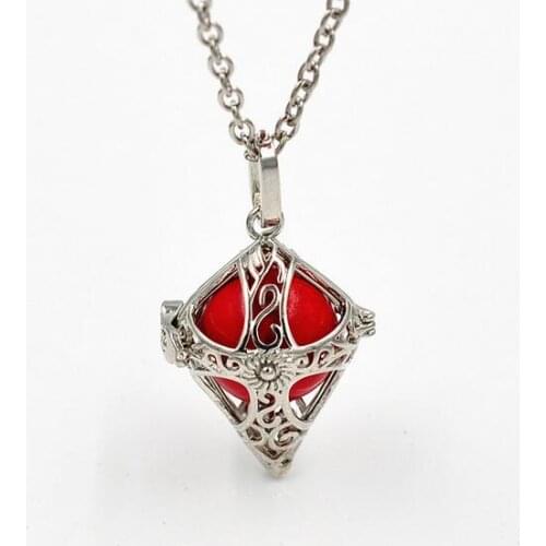 Cross locket pendant antenatal training musical pregnancy necklace with colorful belly balls for selection