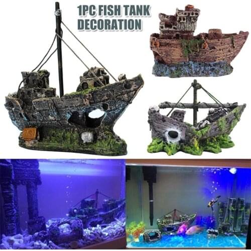 Fish Tank Landscaping Pirate Ships Resin Ship Decorations Suitable for Aquarium Fish Ships E7