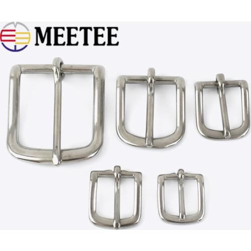 Meetee 2/4pc ID16-39mm Stainless Steel Pin Belt Buckle Apparel Bags Strap Buckles DIY Luggage Leather Crafts Decoration Material