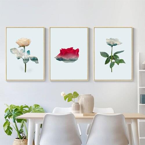 Minimalism Rose Flower Poster Canvas Print Painting Wall Art Living Room Home Decoration