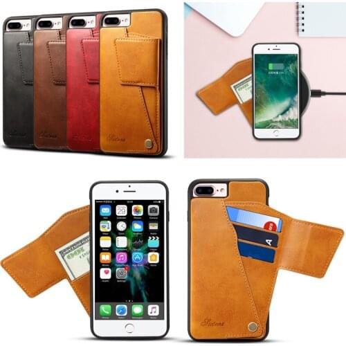 Fashion Vintage Card Slot Phone Case For iPhone 7 Plus Luxury Wallet Leather Cover For iPhone 8 Plus 6 6s Plus Back Cover Coque