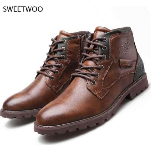 Men Boots Spring Winter Boot American Style Vintage Fashion Shoes for Man Big Sizes 39-48 Martin Boots with Side Zipper