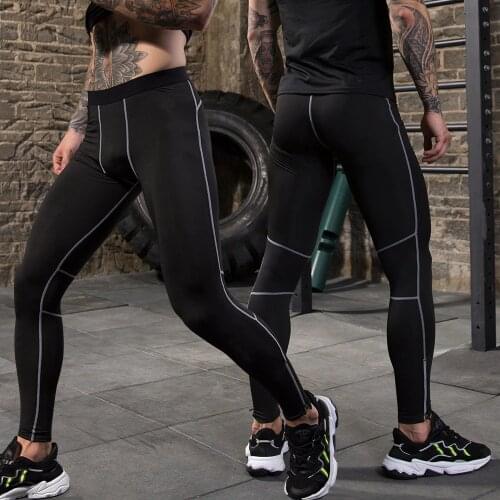 Mens Compression Pants Reflective Night Running Tights Leggings for Running Gym Sports Fitness Quick Dry Training Yoga Bottoms