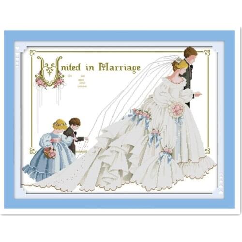 14/16/18/27/28 embroidery cross stitch kit handmade DIY two flower girl sweet wedding groom bride married family