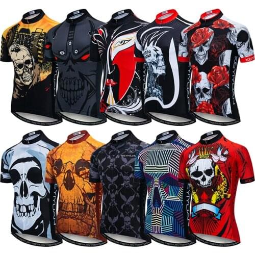 KEYIYUAN 2021 New Skull Series Summer Mens Short Sleeve Cycling Jersey Cycling Shirt Roupa Ciclismo Masculino