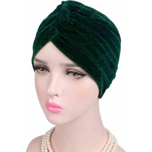 Velvet Plain Winter Turban Muslim Caps Hats Head Bonnet Arab Hijabs Turbante Mujer