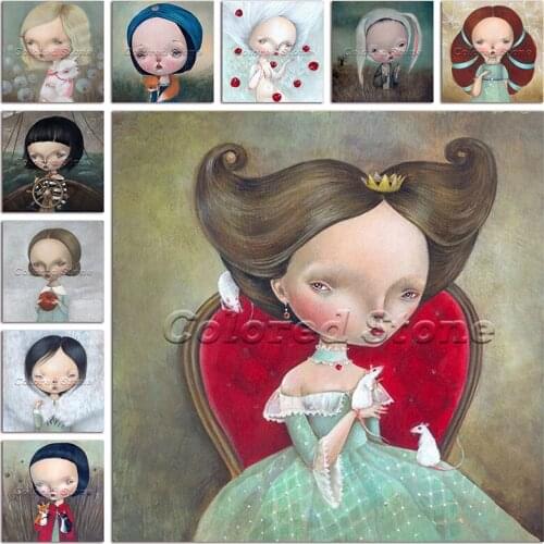 5D Full Square Diamond painting embroidery Cross stitch cartoon girl dog fox ship princess DIY Round Drill Drawing mosaic L202