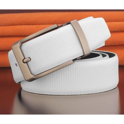 High quality Square pin buckle genuine leather fashion designers belts men luxury white Cowskin young men casual ceinture homme