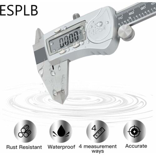 ESPLB Waterproof Vernier Calipers High Precision Electronic Digital IP54 6'' 150mm Stainless Steel Caliper Measuring Tool