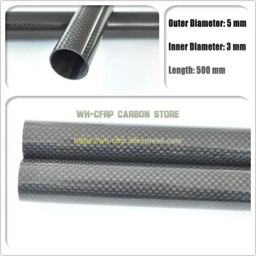 5mm x 3mm x 500mm Carbon Fiber Tube, with 100% full carbon, Japan 3k improve material Quadcopter Hexacopter 5*3