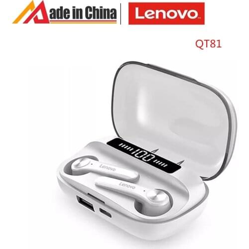 Lenovo QT81 TWS bluetooth 5.0 Earphone LED Power Display 1200mAh HiFi Stereo Bass Waterproof Sport Headset Headphone with Mic