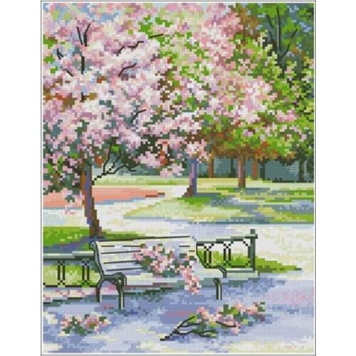 A corner of spring park patterns Counted Cross Stitch 11CT 14CT 18CT DIY Chinese Cross Stitch Kits Embroidery Needlework Sets