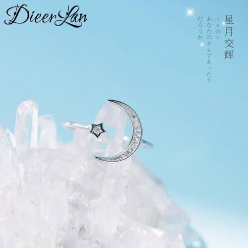 Punk Vintage Crystal Moon Star Ring For Women Men Adjustable Size Geometric Rings Exquisite Creative Jewelry Wholesale 2021