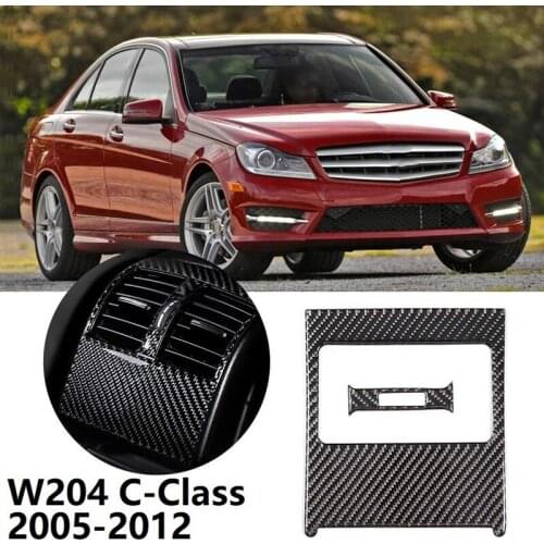 Rear Air Outlet Sticker Carbon Fiber Air Conditioning Cover Trim Air Vent Frame for Mercedes-Benz C-Class W204 2005-2012