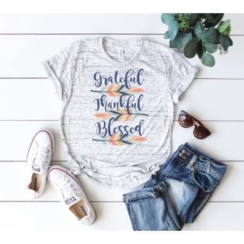 Grateful thankful blessed t-shirts womens fall fashion tee t shirt women plus size gothic streetwear plus size tops pink gothic