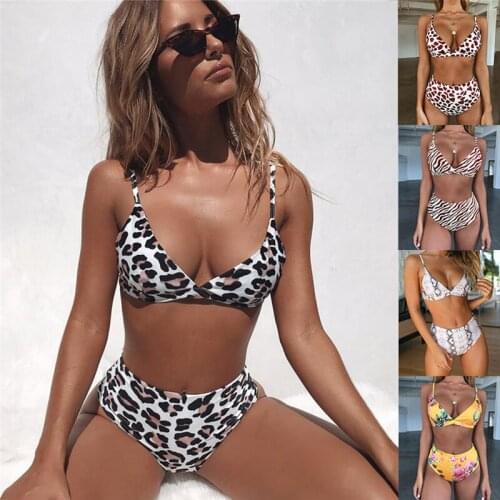 Elastic bikini swimsuit 2021 sexy leopard print swimsuit women high waist swimsuit vest Brazilian swimsuit two-piece swimsuit wo