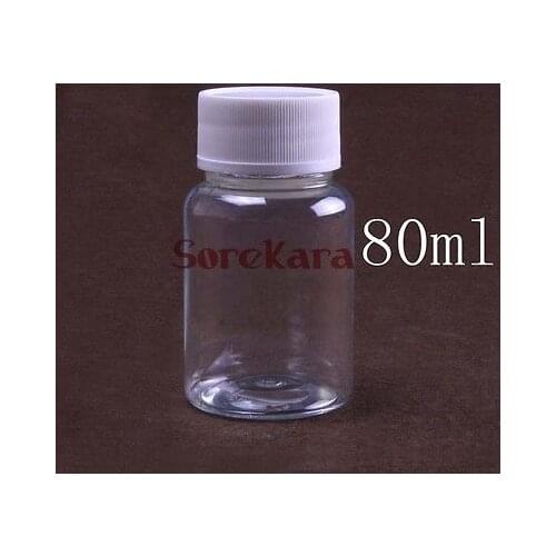 10pcs 80ml Clear plastic Bottle Reagent Bottle Sample Vials Plastic Lid Screw Cap Screw On Cover