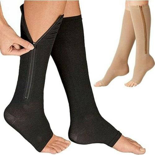 3 Pairs Stockings Pressure Compression Varicose Vein Unisex Knee High Leg Stretch Stocking Relief Pain Nylon Open Toe Design
