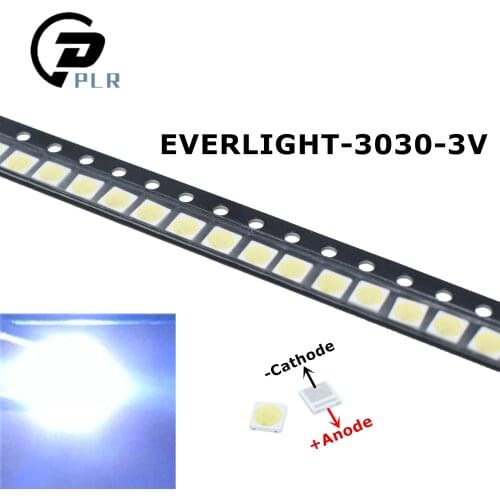 30pcs EVERLIGHT LED 3030 lamp beads 1W LCD TV Backlight Lamp beads 3V cool white With Zener Pressure