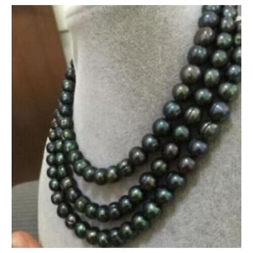 50 INCH HUGE AAA+ 9-10MM South Sea Black Green Pearl Necklace