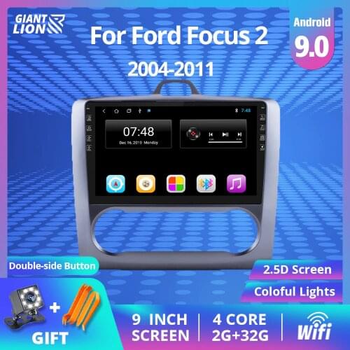 9 Inch 2din Android 9.0 Car Radio Dvd Player For Ford Focus EXI MT 2 3 Mk2 2004 2005 2006 2007 -2011 2Din GPS Multimedia Player