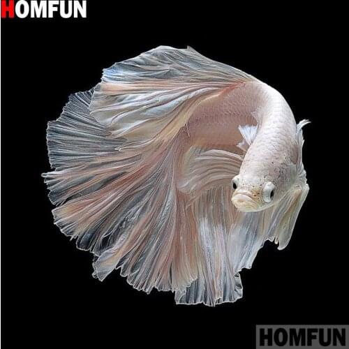HOMFUN Full Square/Round Drill 5D DIY Diamond Painting "Animal goldfish" 3D Diamond Embroidery Cross Stitch Home Decor A20070