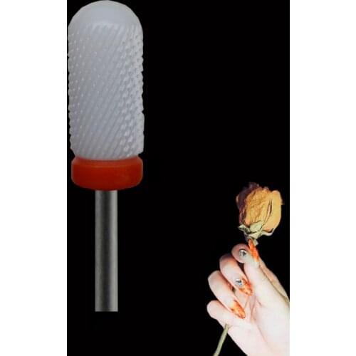 White Ceramic Nail Drill Bit - Smooth Top Bit -F