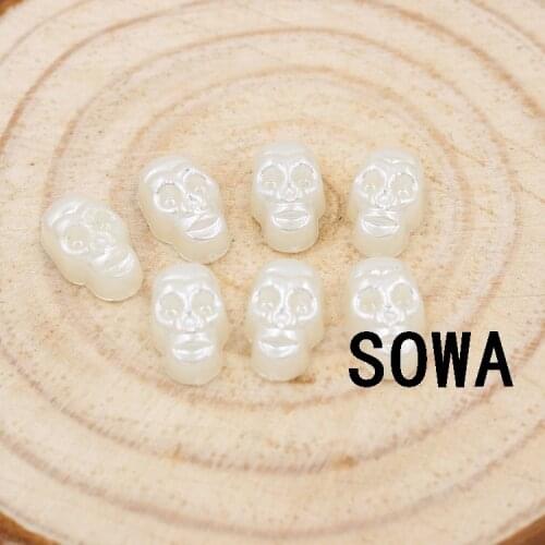Free Shipping Size 12*7mm Ivory Color Skull Shape flatback Imitation Pearl Beads For DIY Decoration (50pcs/lot)