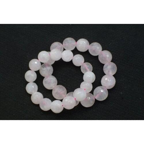 Rose quartz faceted round 8/10/12/14mm bracelet 7.5inch FPPJ wholesale beads nature