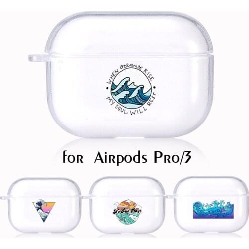 For Airpods Pro Cover The Great Sea Wave Pattern Clear Soft Case for Bluetooth Wireless Earphone Case Charging Box Case Case